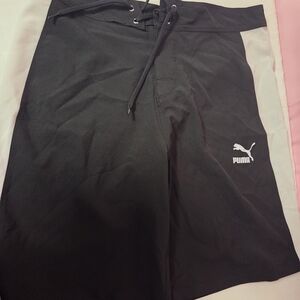 Puma Men's Black and White Athletic Shorts
